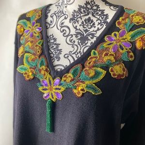 CAROLE LITTLE beaded wool tunic.